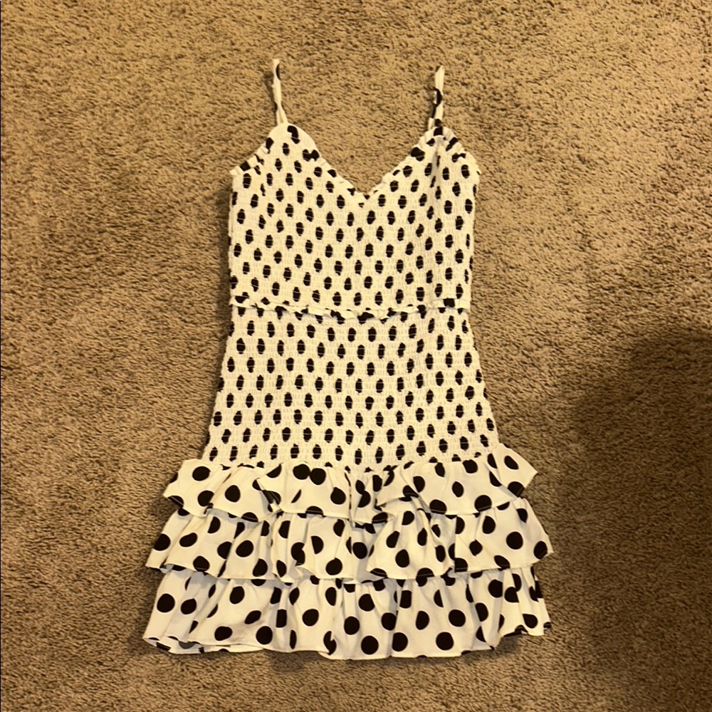 White and Black Polka Dot Dress
